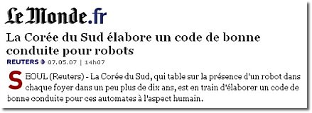 LeMonde - Code ethique robots