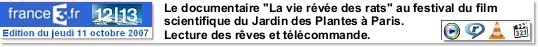 "La vie rve des rats" au festival du film scientifique