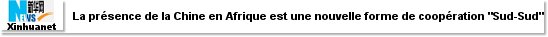 La présence de la Chine en Afrique est une nouvelle forme de coopération "Sud-Sud"
